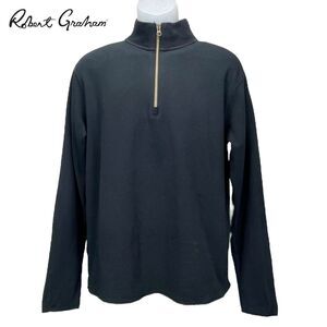 Robert Graham Men's Medium Black 1/4‎ Quarter Zip Pullover Sweater